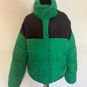 Green and Black Puffer Jacket